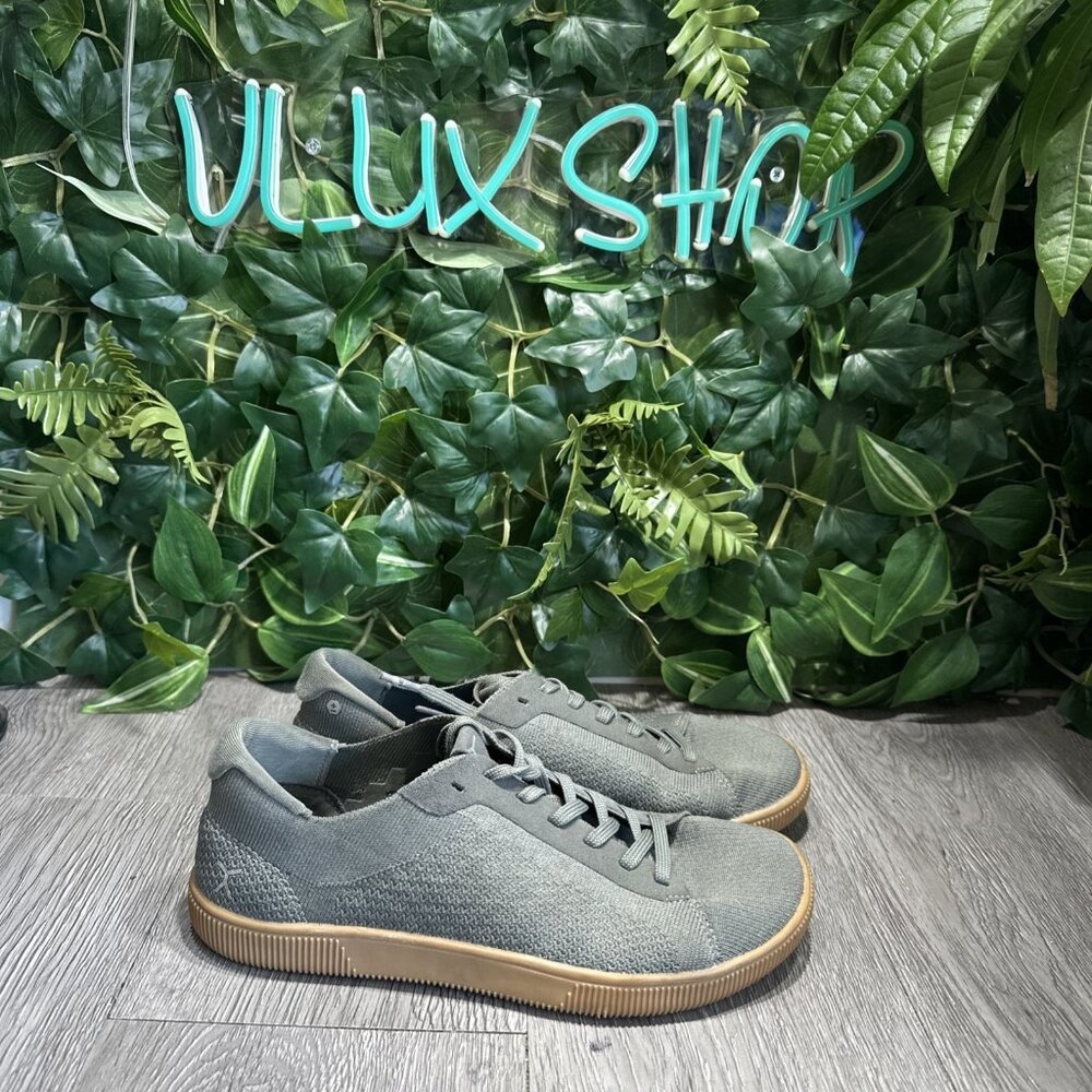 Men's Athletic Sneakers in Olive Gray with Gum Sole
